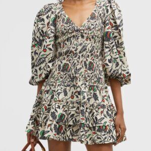 Love the Label Willow Black Audrey Dress Multicolor Floral Print Smocked Siz